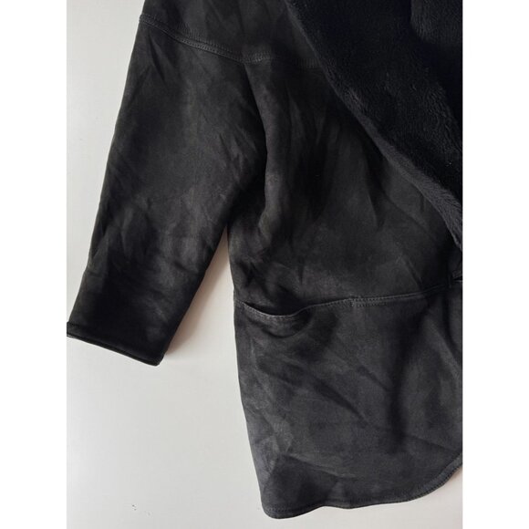 Vintage 80's WOLFF Black Genuine Sheepskin Suede Leather Shearling Coat, Size XL - Picture 8 of 16